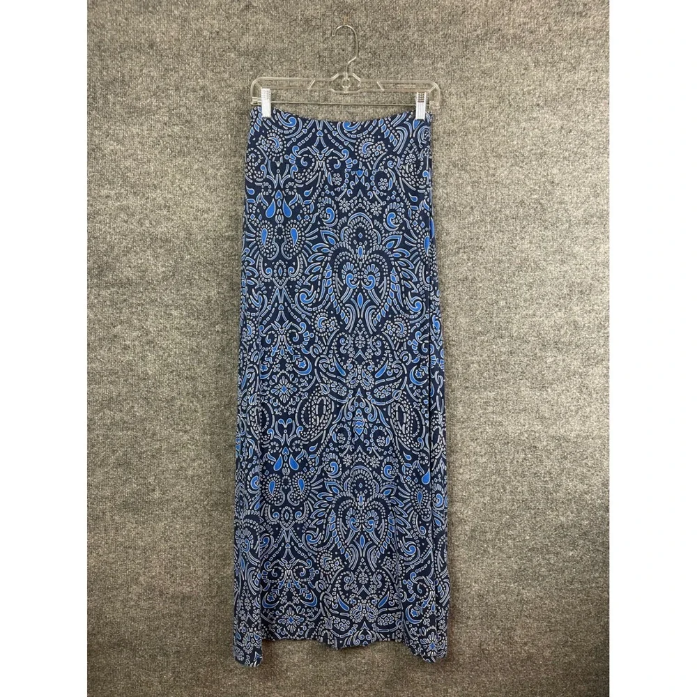 Cynthia Rowley Maxi Skirt Women Size S Blue Paisley Damask‎ Long Boho Skirt